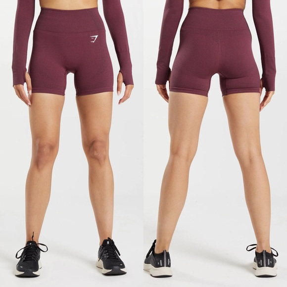 Gymshark Vital Seamless Shorts in Maroon Marl - S - Picture 1 of 7